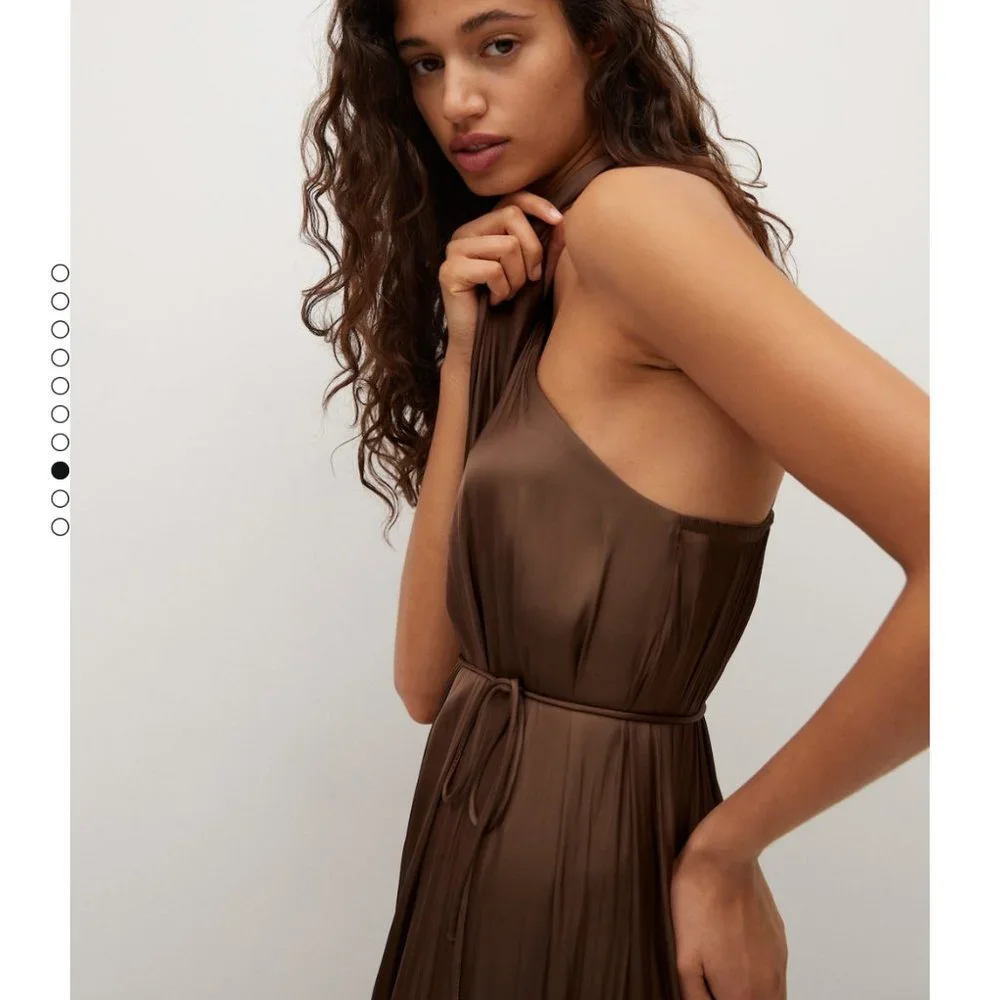 NWT Mango LIMITED EDITION silky look satin jumpsuit in brown - Picture 3 of 10